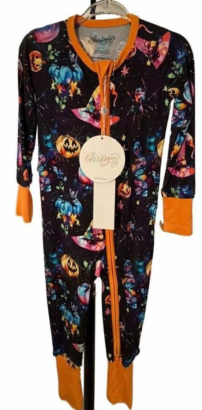 Glimmers Halloween Pajama Romper Size 12-18M Black